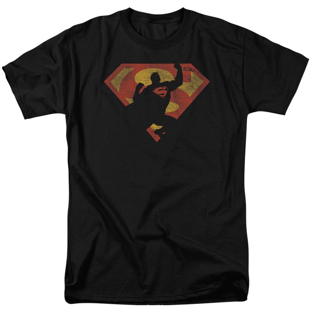 Superman S Shield Knockout Mens T Shirt Black Retro Pop Classics