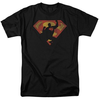 Superman S Shield Knockout Mens T Shirt Black Retro Pop Classics