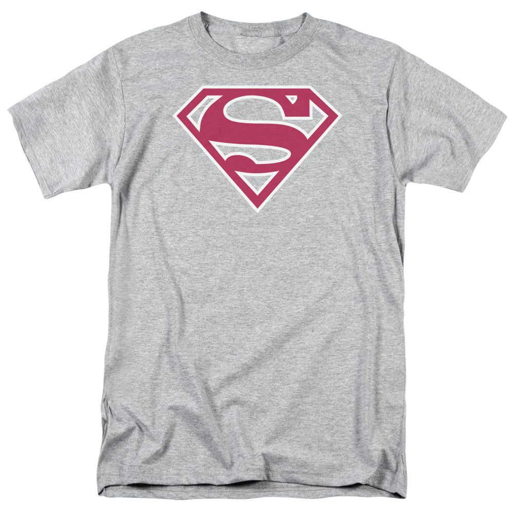 Superman Red &amp; White Shield Mens T Shirt Athletic Heather Retro Pop Classics