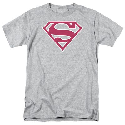 Superman Red &amp; White Shield Mens T Shirt Athletic Heather Retro Pop Classics