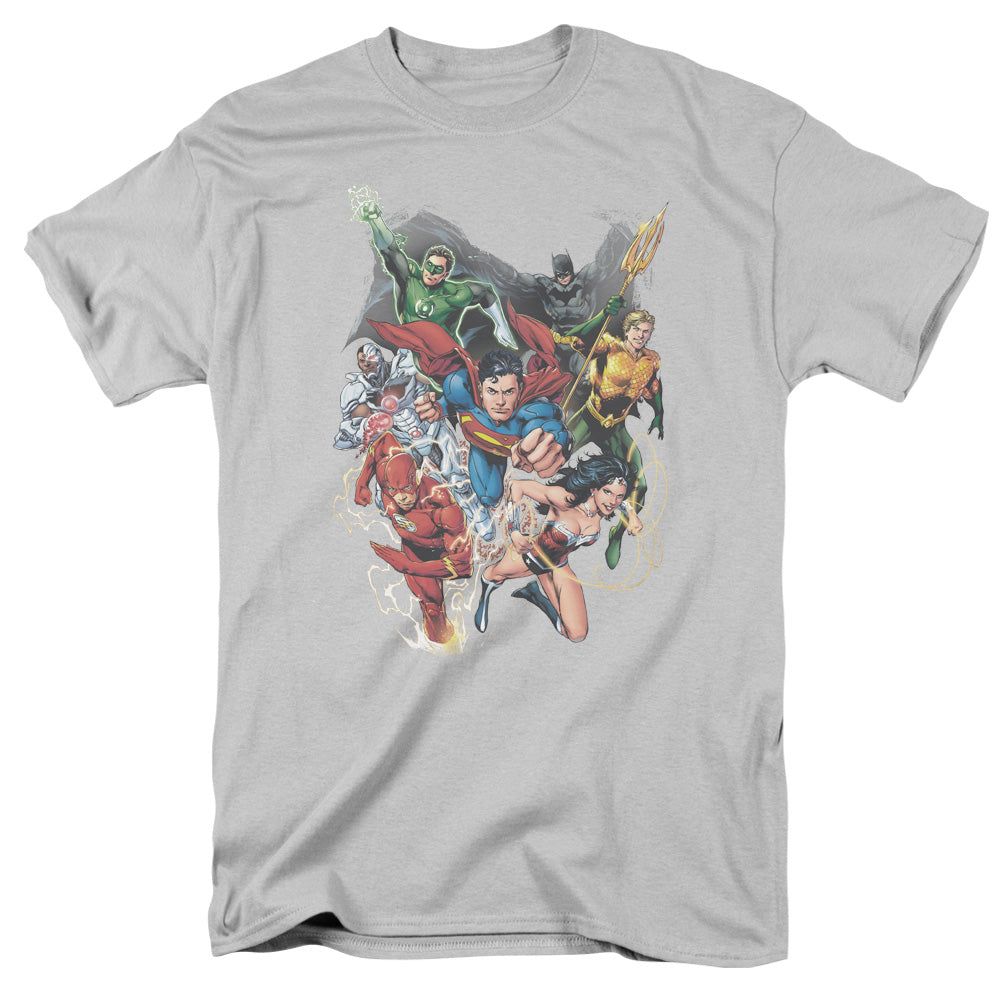 Justice League Refuse to Give Up Mens T Shirt Silver Retro Pop Classics