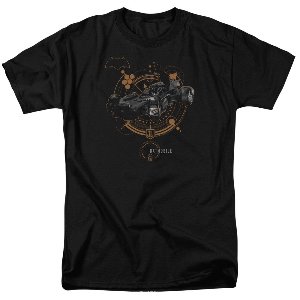Justice League Movie Batmobile Mens T Shirt Black Retro Pop Classics
