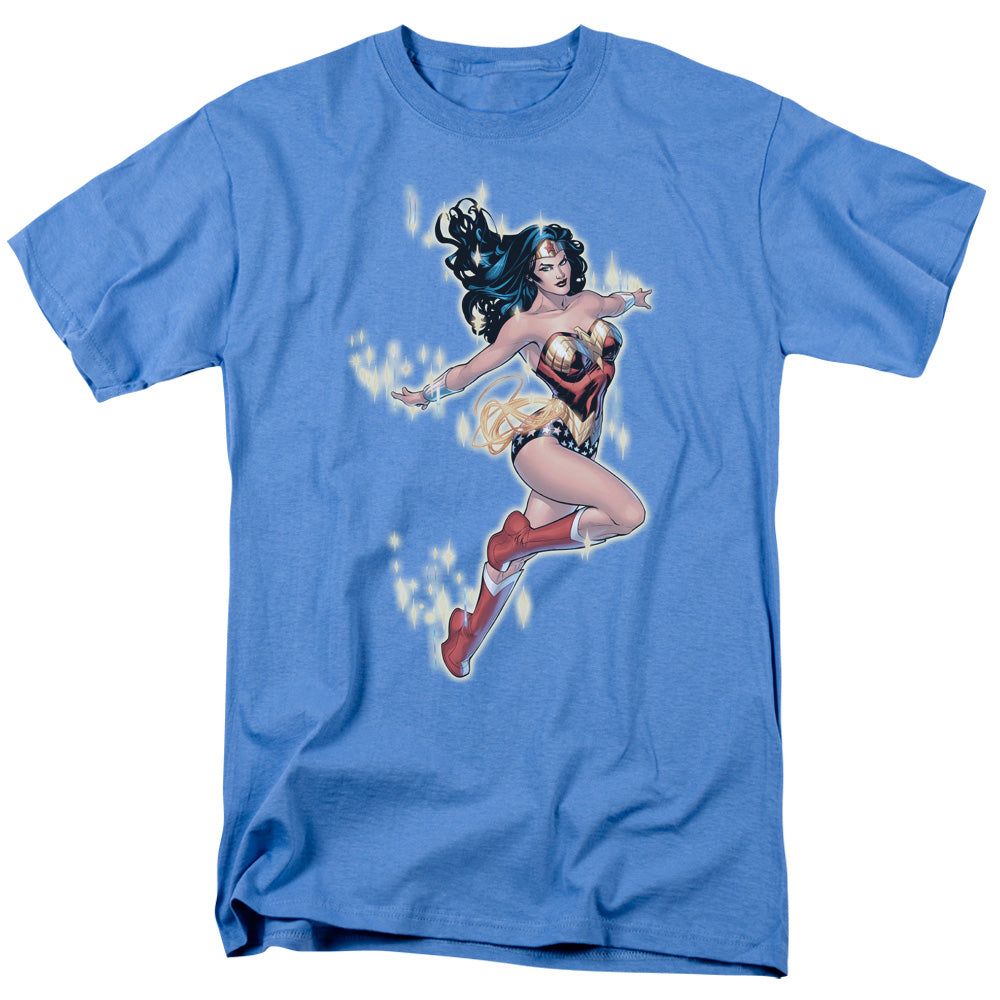 Justice League Simple Wonder Mens T Shirt Carolina Blue Retro Pop Classics