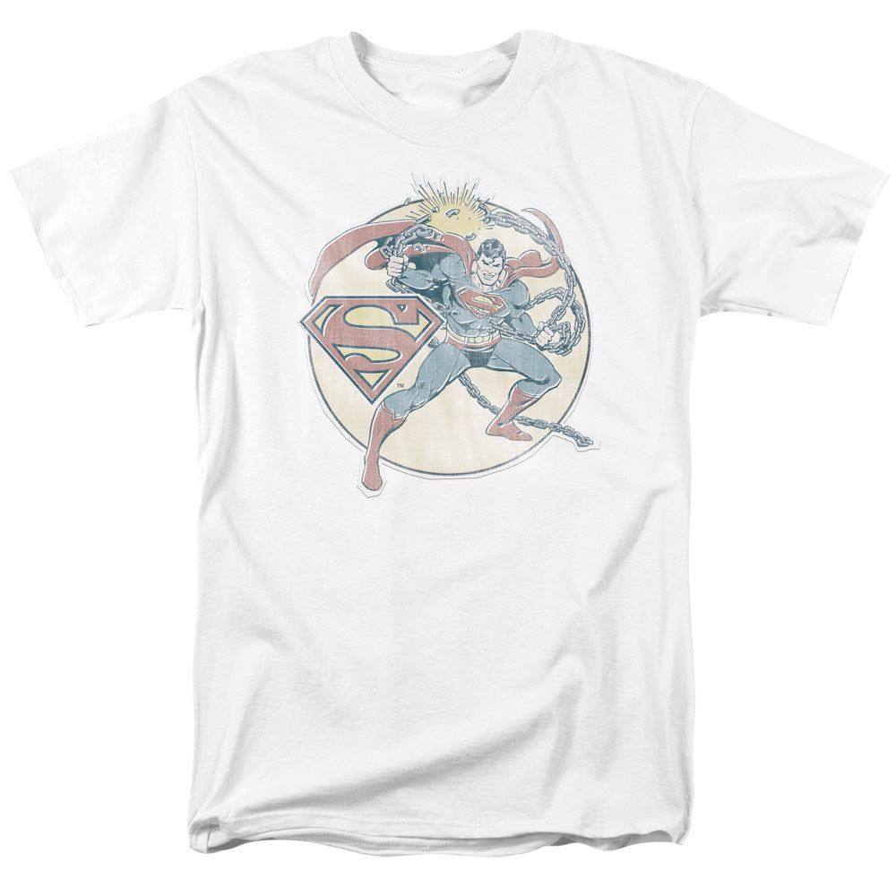 Dco Retro Superman Iron On Mens T Shirt White Retro Pop Classics