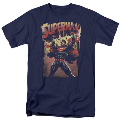 Superman Lift Up Mens T Shirt Navy Retro Pop Classics