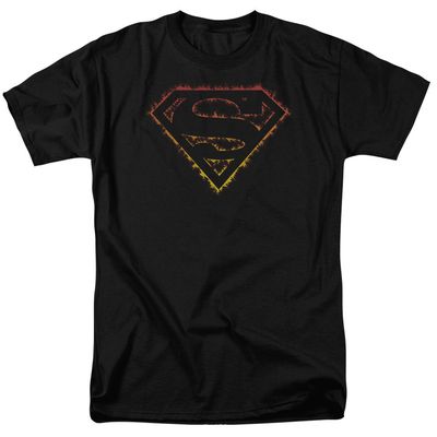 Superman Flame Outlined Logo Mens T Shirt Black Retro Pop Classics