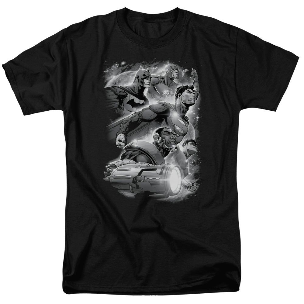 Justice League Atmospheric Mens T Shirt Black Retro Pop Classics