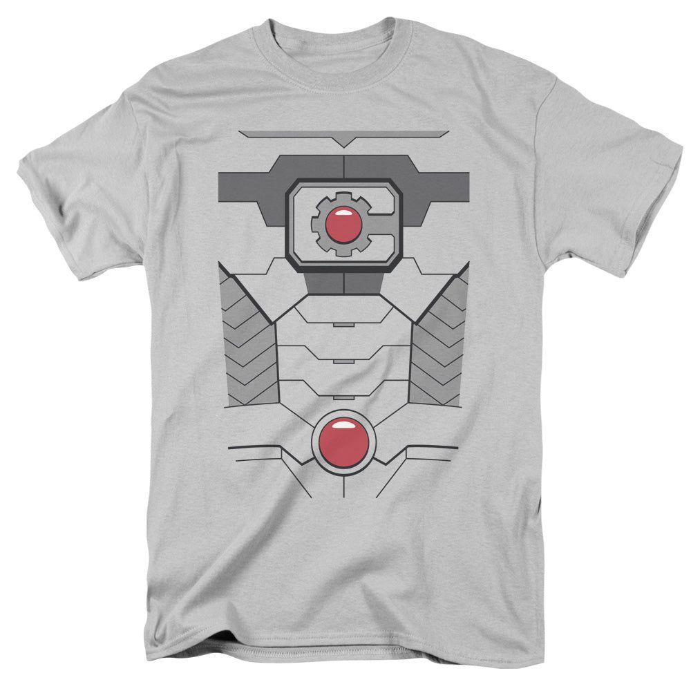 Justice League Cyborg Uniform Mens T Shirt Silver Retro Pop Classics