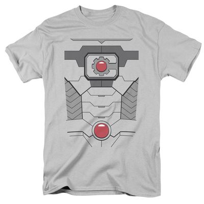 Justice League Cyborg Uniform Mens T Shirt Silver Retro Pop Classics