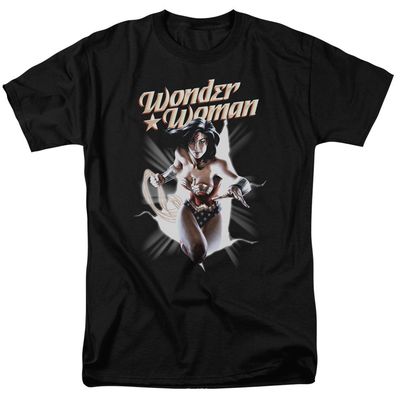 Justice League Wonder Woman Break Out Mens T Shirt Black Retro Pop Classics