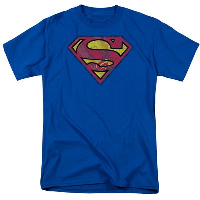 Superman Action Shield Mens T Shirt Royal Blue Retro Pop Classics