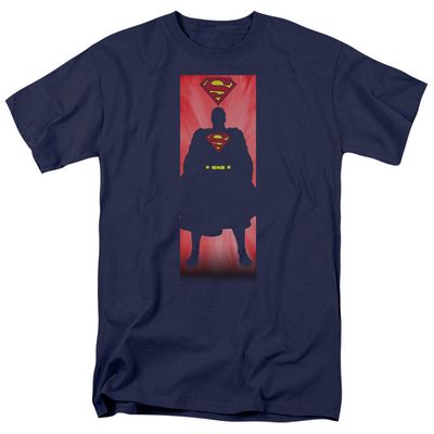 Superman Block Mens T Shirt Navy Retro Pop Classics