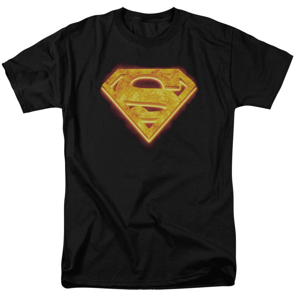 Superman Hot Steel Shield Mens T Shirt Black Retro Pop Classics