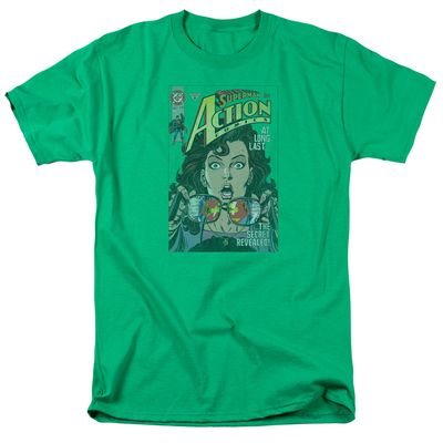 Superman Secret Revealved Mens T Shirt Kelly Green Retro Pop Classics