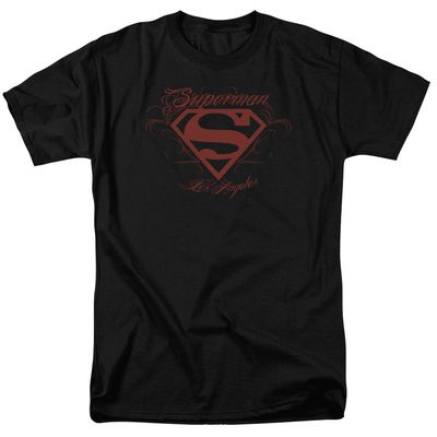 Superman La Mens T Shirt Black Retro Pop Classics