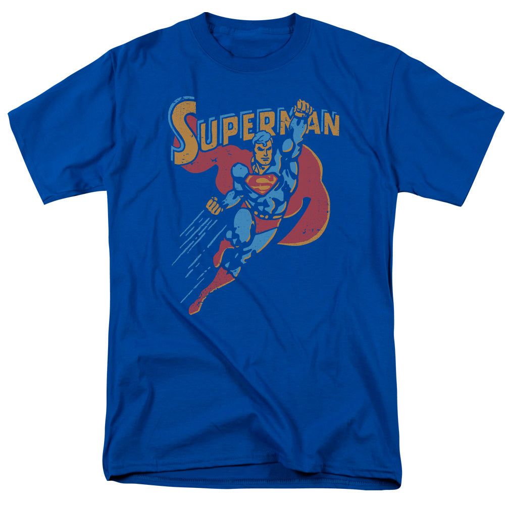 Superman Life Like Action Mens T Shirt Royal Blue Retro Pop Classics