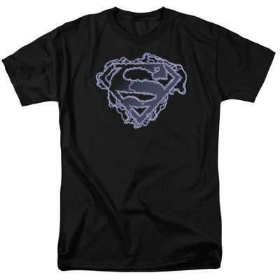 Superman Electric Supes Shield Mens T Shirt Black Retro Pop Classics