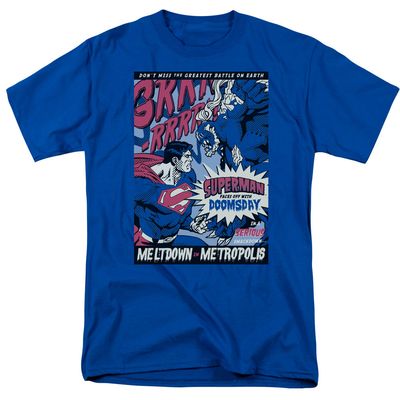Superman Meltdown Mens T Shirt Royal Blue Retro Pop Classics