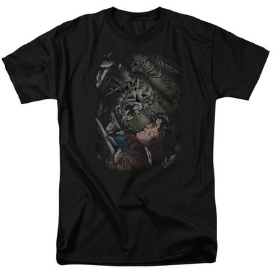 Superman Epic Battle Mens T Shirt Black Retro Pop Classics