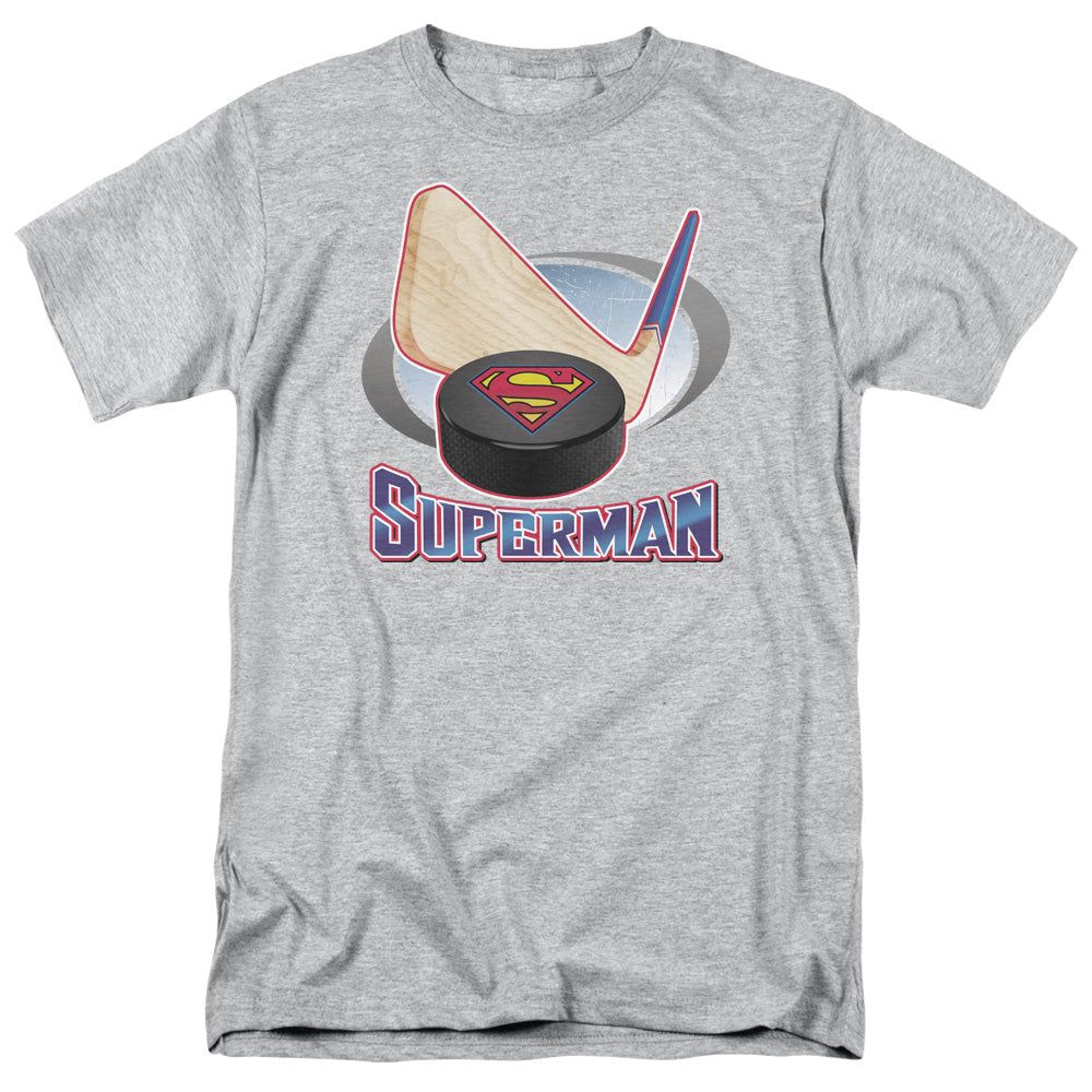 Superman Hockey Stick Mens T Shirt Athletic Heather Retro Pop Classics