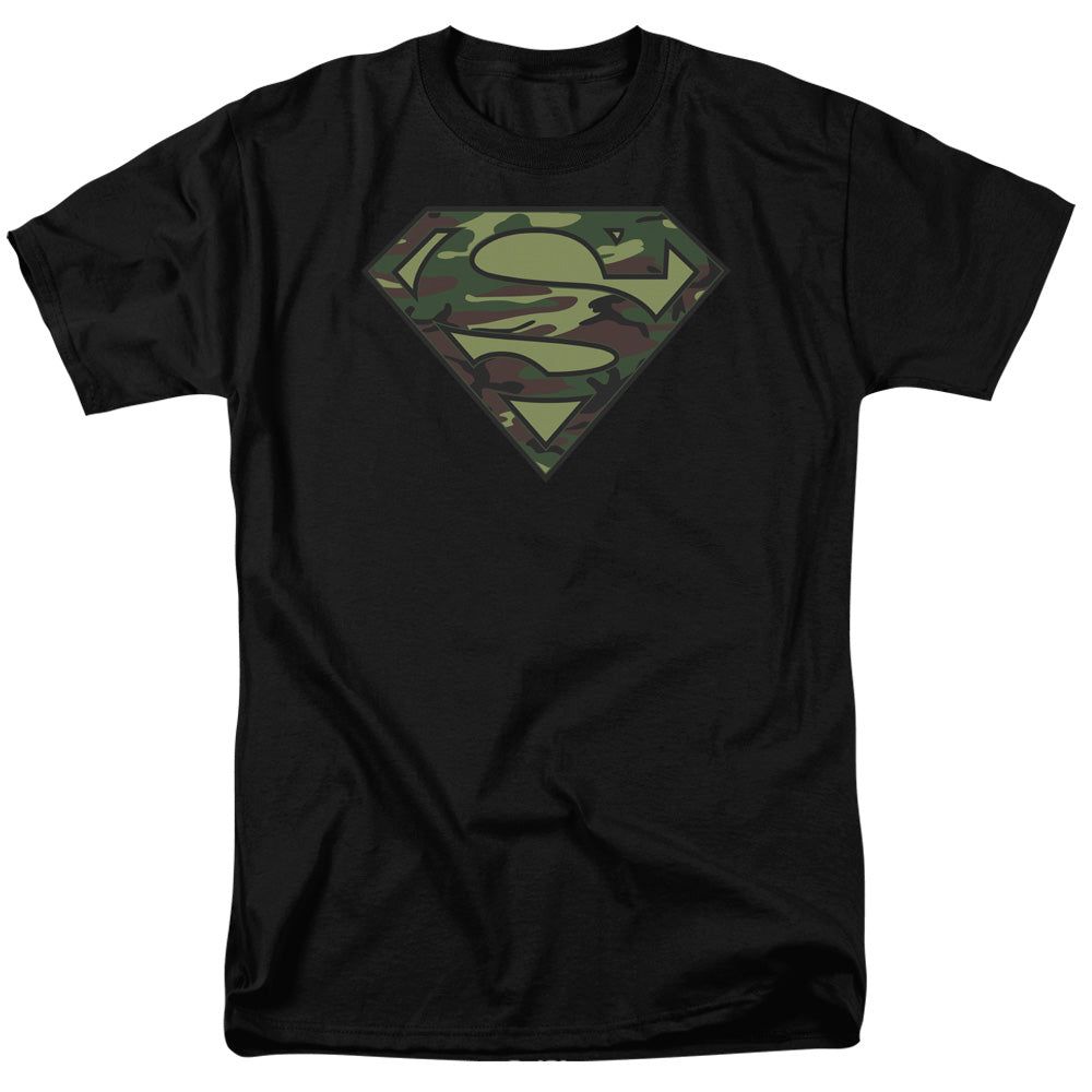 Superman Camo Logo Mens T Shirt Black Retro Pop Classics