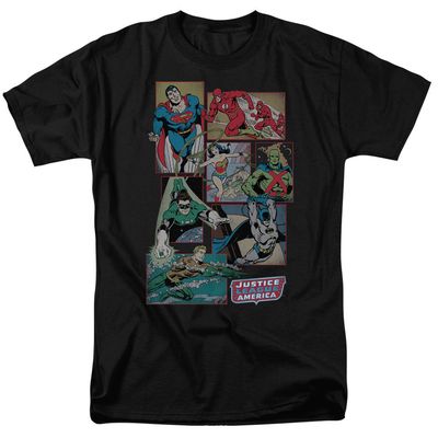 DC Comics Justice League Boxes Mens T Shirt Black Retro Pop Classics