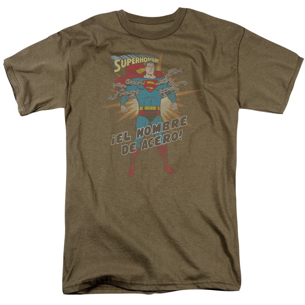 Superman El Hombre Del Acero Mens T Shirt Safari Green Retro Pop Classics