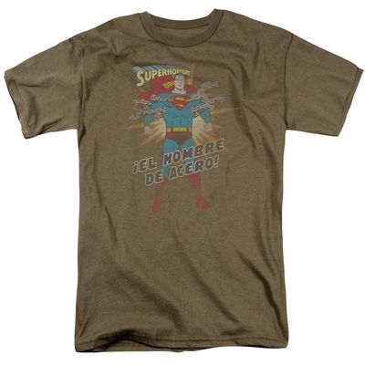 Superman El Hombre Del Acero Mens T Shirt Safari Green Retro Pop Classics