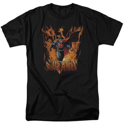 Superman Through The Fire Mens T Shirt Black Retro Pop Classics