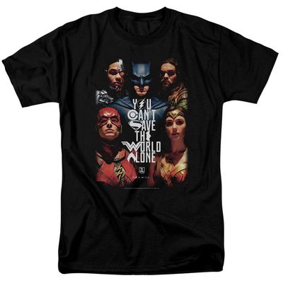 Justice League Movie Save The World Poster Mens T Shirt Black Retro Pop Classics