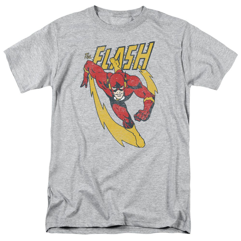 Justice League Lightning Trail Mens T Shirt Athletic Heather Retro Pop Classics