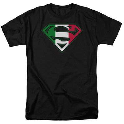 Superman Italian Shield Mens T Shirt Black Retro Pop Classics