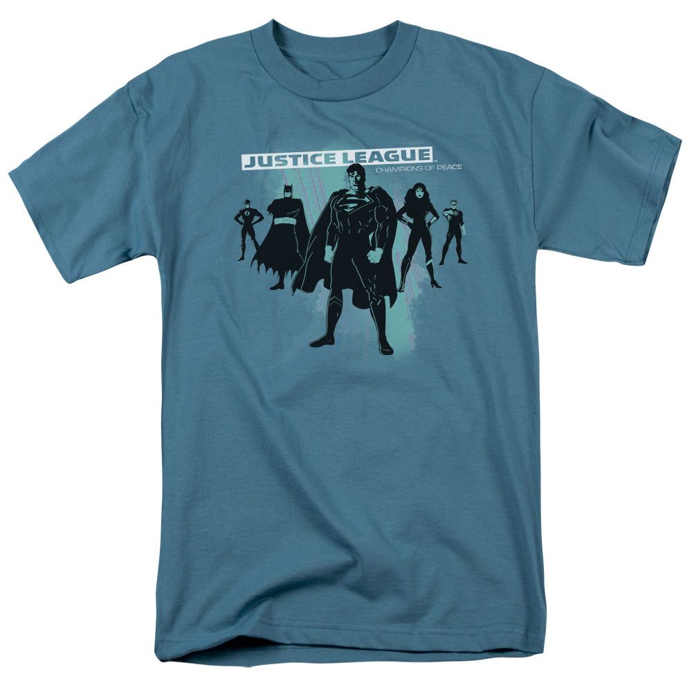 Justice League Stand Mens T Shirt Slate Retro Pop Classics
