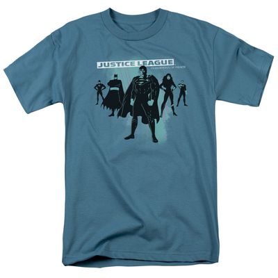 Justice League Stand Mens T Shirt Slate Retro Pop Classics
