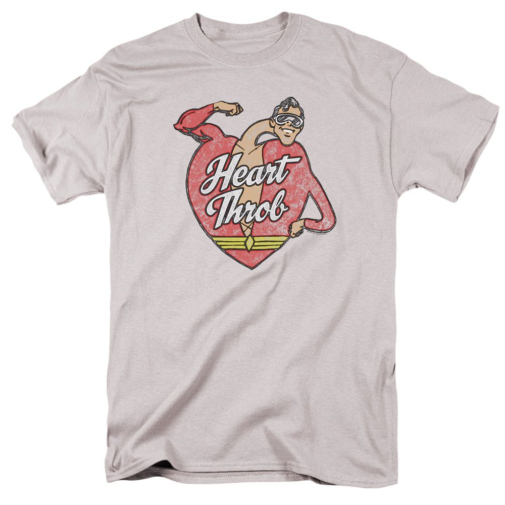 Justice League Heart Throb Mens T Shirt Silver Retro Pop Classics