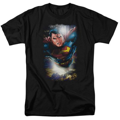 Superman In The Sky Mens T Shirt Black Retro Pop Classics