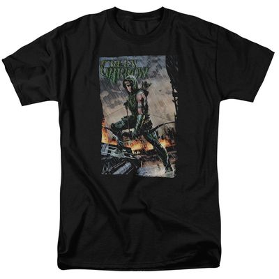 Justice League Fire and Rain Mens T Shirt Black Retro Pop Classics