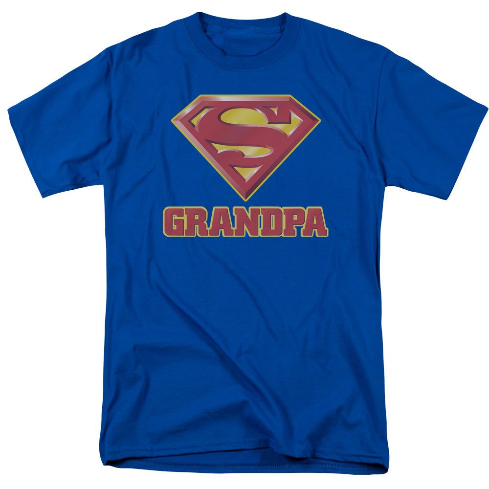 Superman Super Grandpa Mens T Shirt Royal Blue Retro Pop Classics