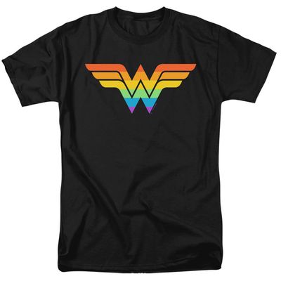 Justice League Wonder Woman Rainbow Mens T Shirt Black Retro Pop Classics