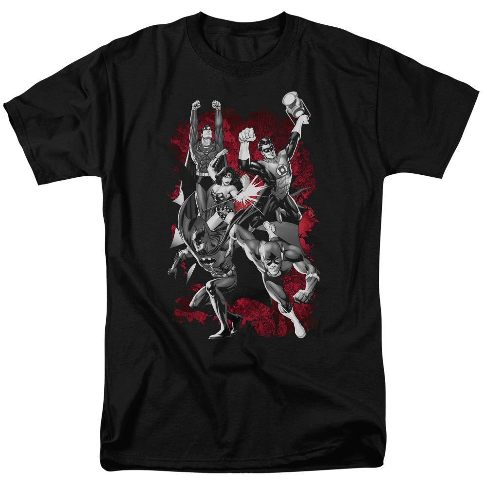 Justice League Justice League Explosion Mens T Shirt Black Retro Pop Classics