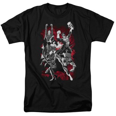Justice League Justice League Explosion Mens T Shirt Black Retro Pop Classics