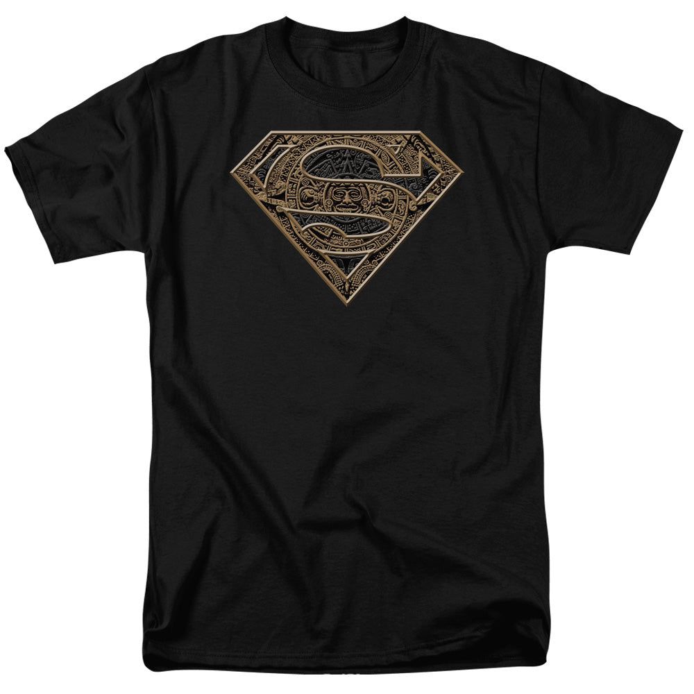 Superman Aztec Shield Mens T Shirt Black Retro Pop Classics