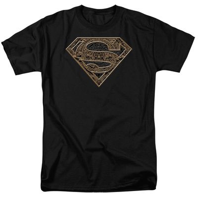 Superman Aztec Shield Mens T Shirt Black Retro Pop Classics