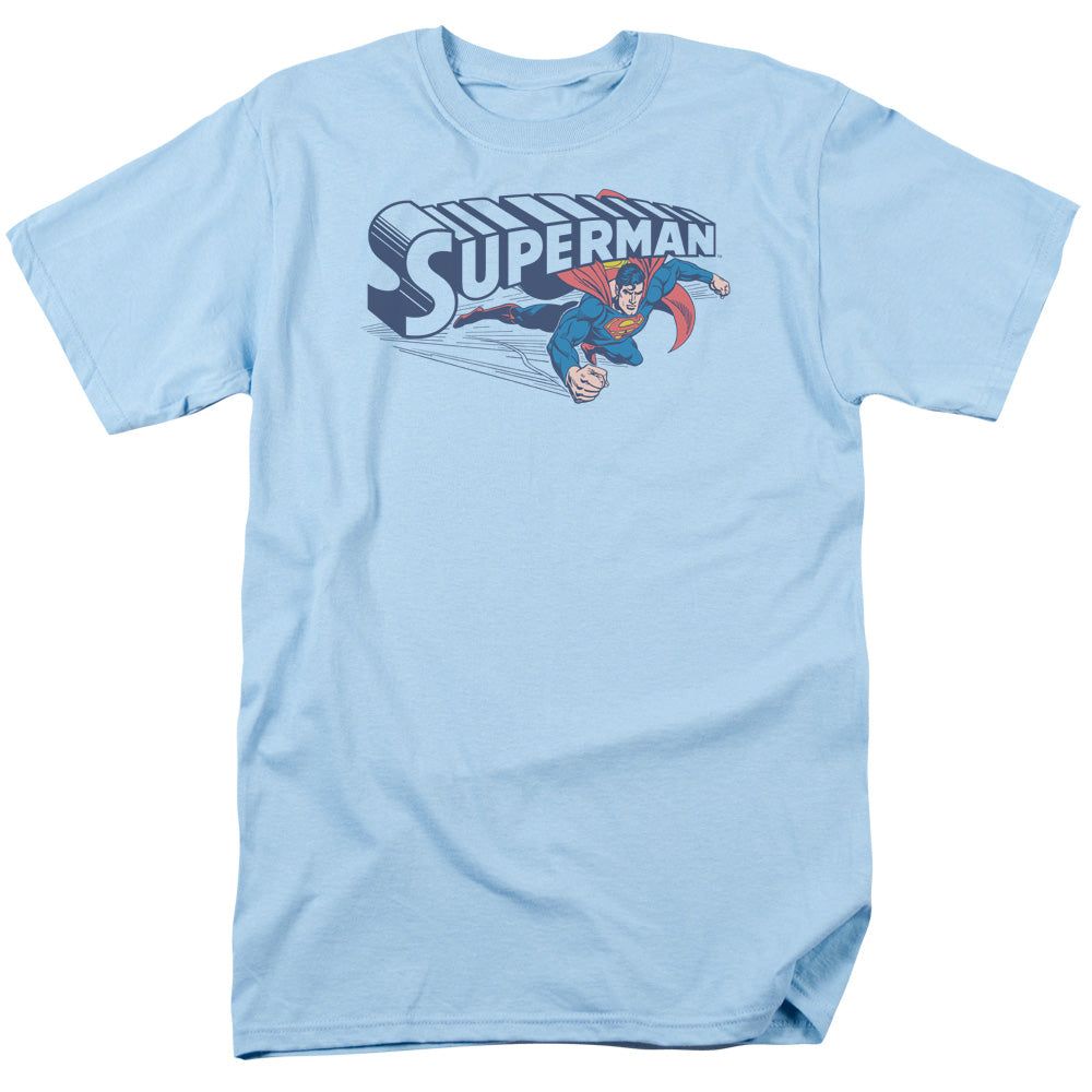 Superman Under Logo Mens T Shirt Light Blue Retro Pop Classics