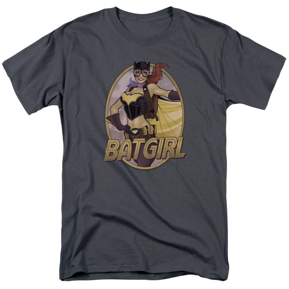 Justice League Batgirl Bombshell Mens T Shirt Charcoal Retro Pop Classics