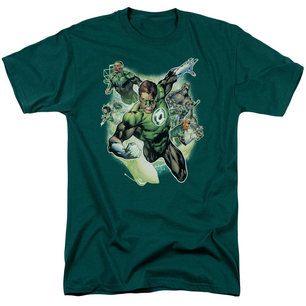 Justice League Flying Corps Mens T Shirt Hunter Green Retro Pop Classics