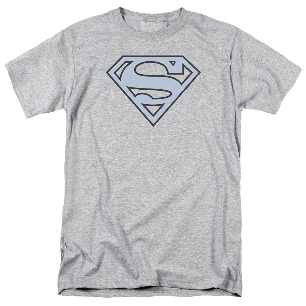Superman Carolina Blue&amp;Navy Shield Mens T Shirt Athletic Heather Retro Pop Classics