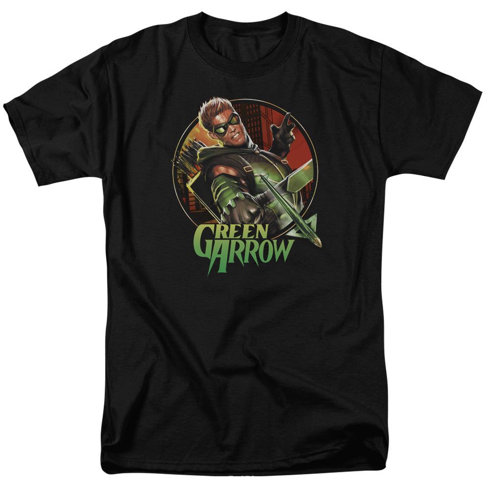Justice League Sunset Archer Mens T Shirt Black Retro Pop Classics
