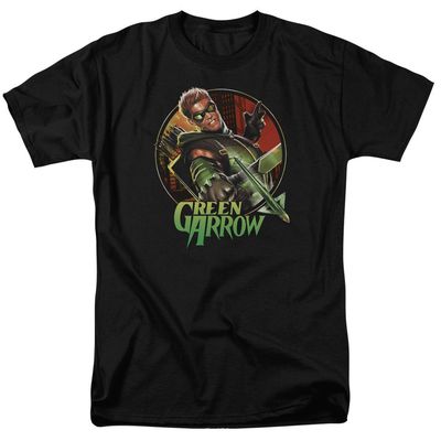 Justice League Sunset Archer Mens T Shirt Black Retro Pop Classics