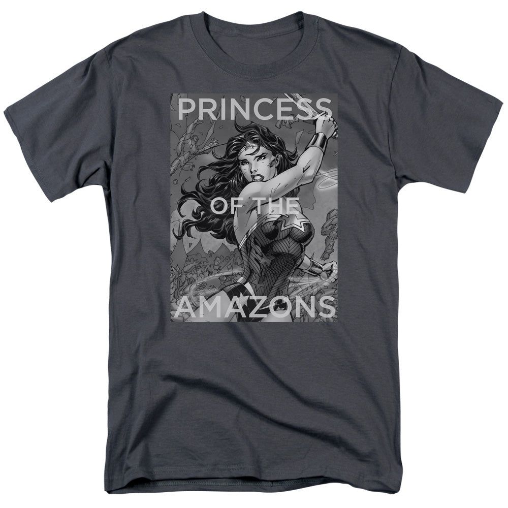 Justice League Princess of the Amazons Mens T Shirt Charcoal Retro Pop Classics